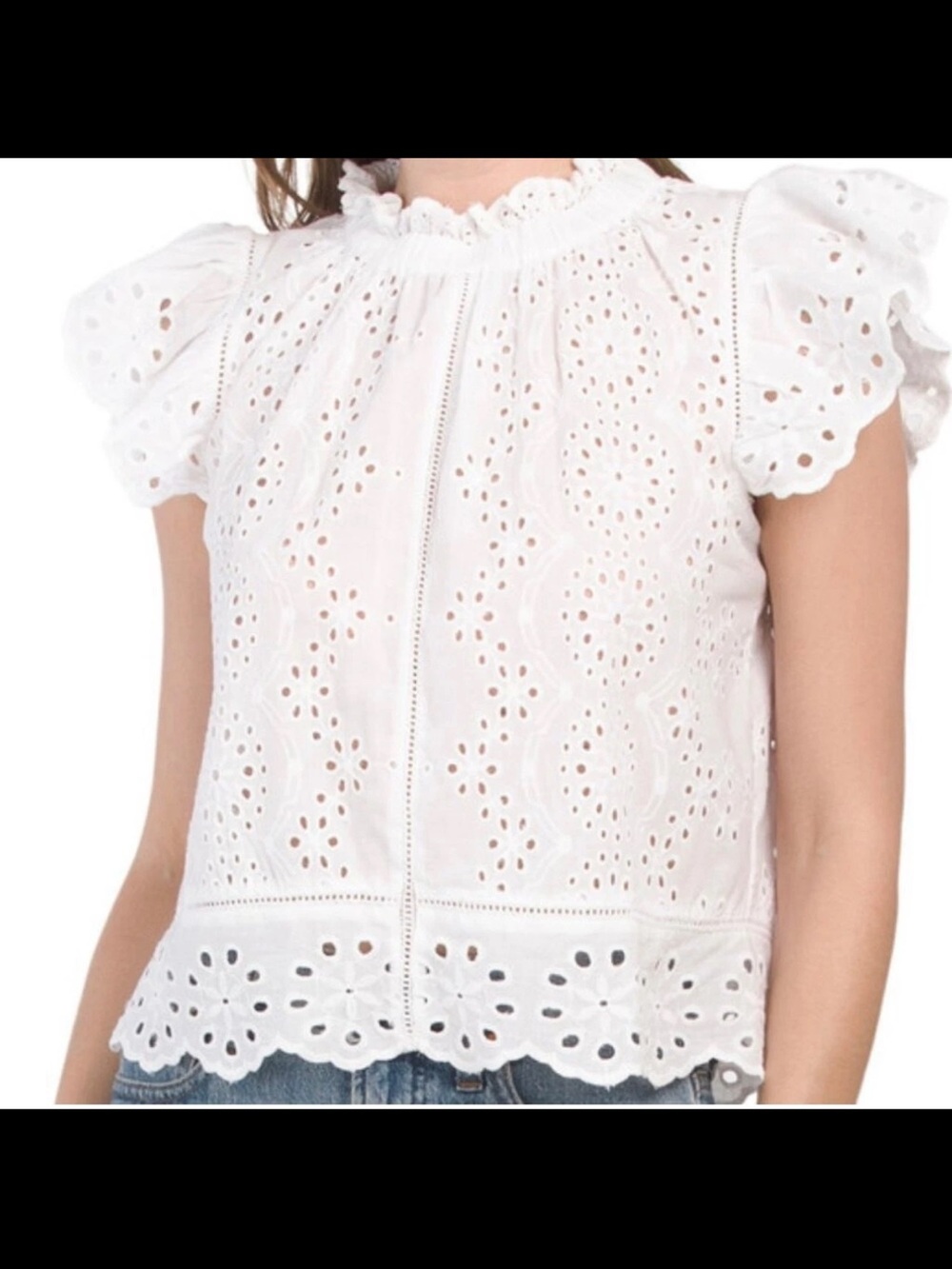 Jennifer & Grace Eyelet Flutter
Sleeves Scalloped Edge Women's
Romantic 1X
